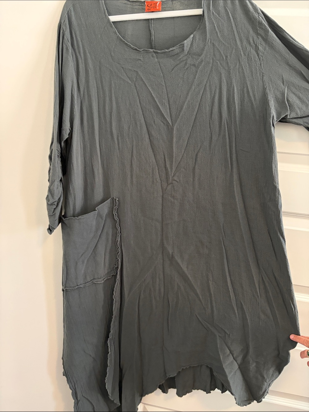 Oh my Gauze!  Casual Longline Scoop-Neck Tunic in Slate Gray